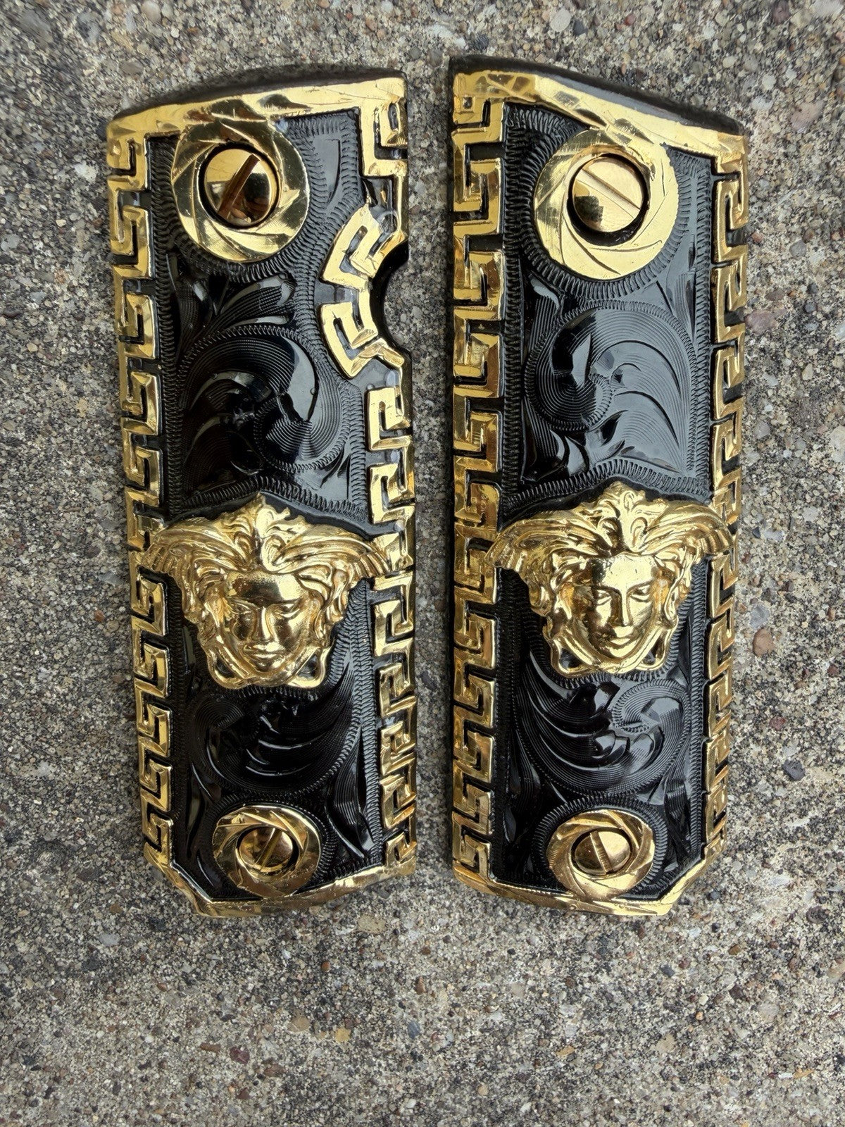 1911 45 38 Super Full Size Versace Gold Gun Pistol Grip Cachas & 24K Screws