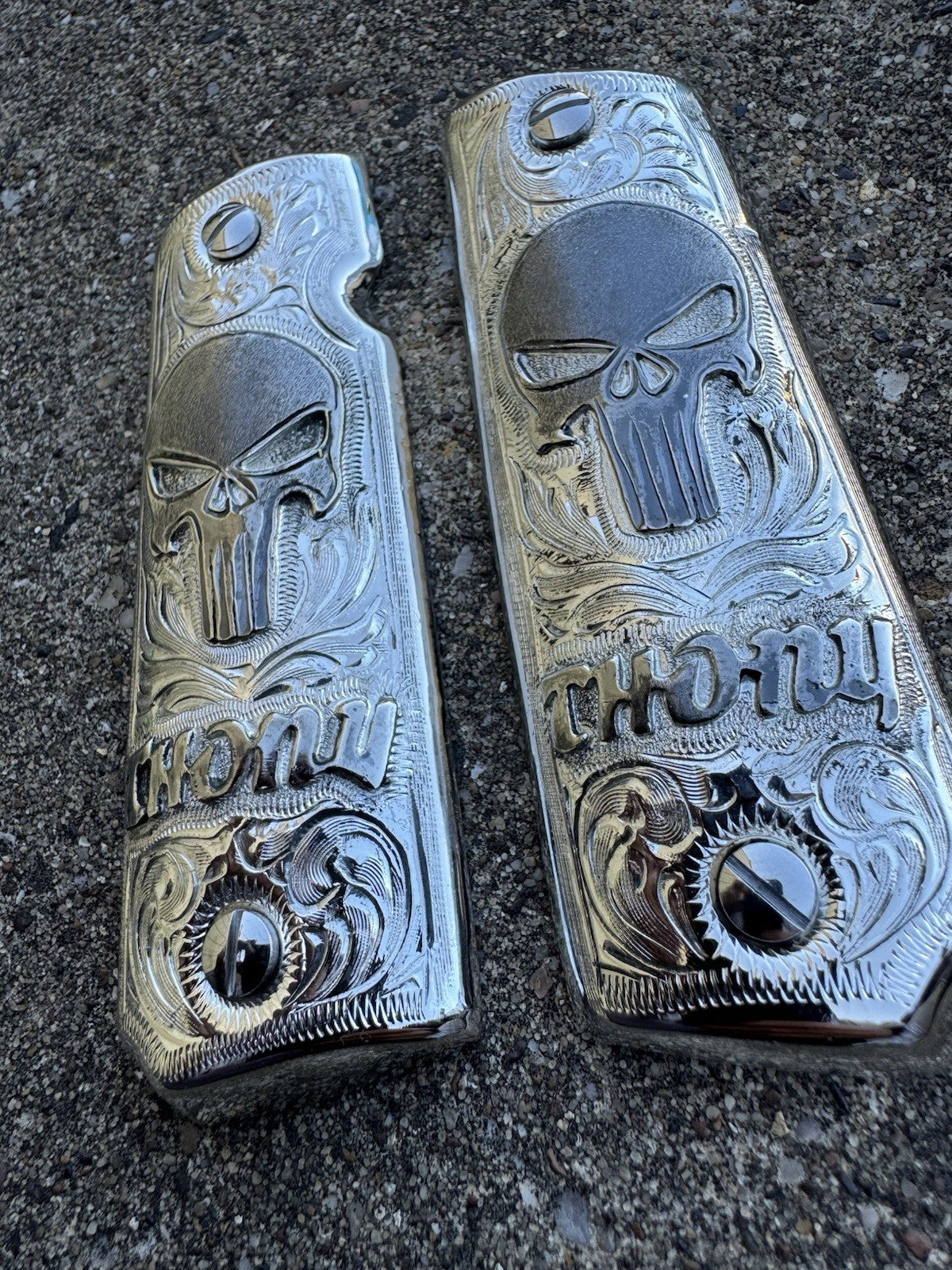 1911 45 38 Super Full Size Thony Gun Pistol Grip Cachas & Polished Screws