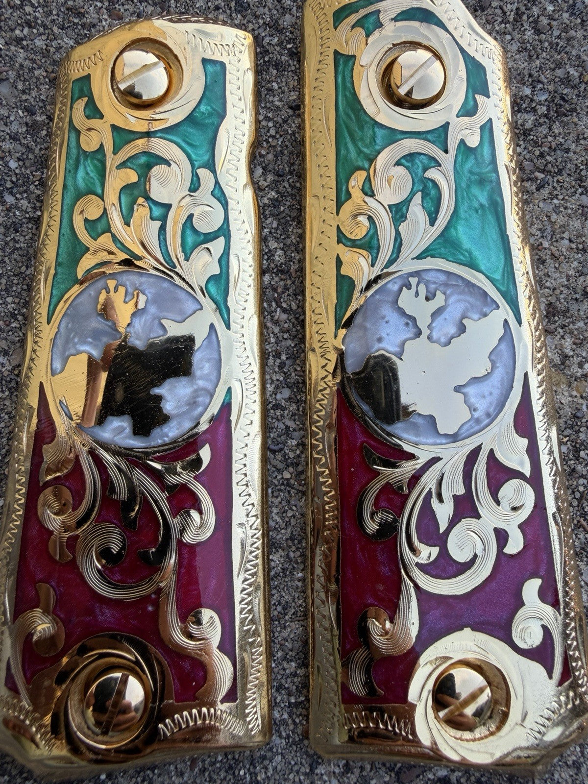 1911 45 38 Super Full Size Jalisco Gold Gun Pistol Grip Cachas & 24K Screws