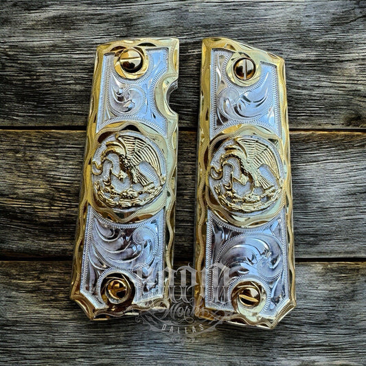 1911 45 38 Super Full Size Aguila Gold Gun Pistol Grip Cachas & 24K Screws