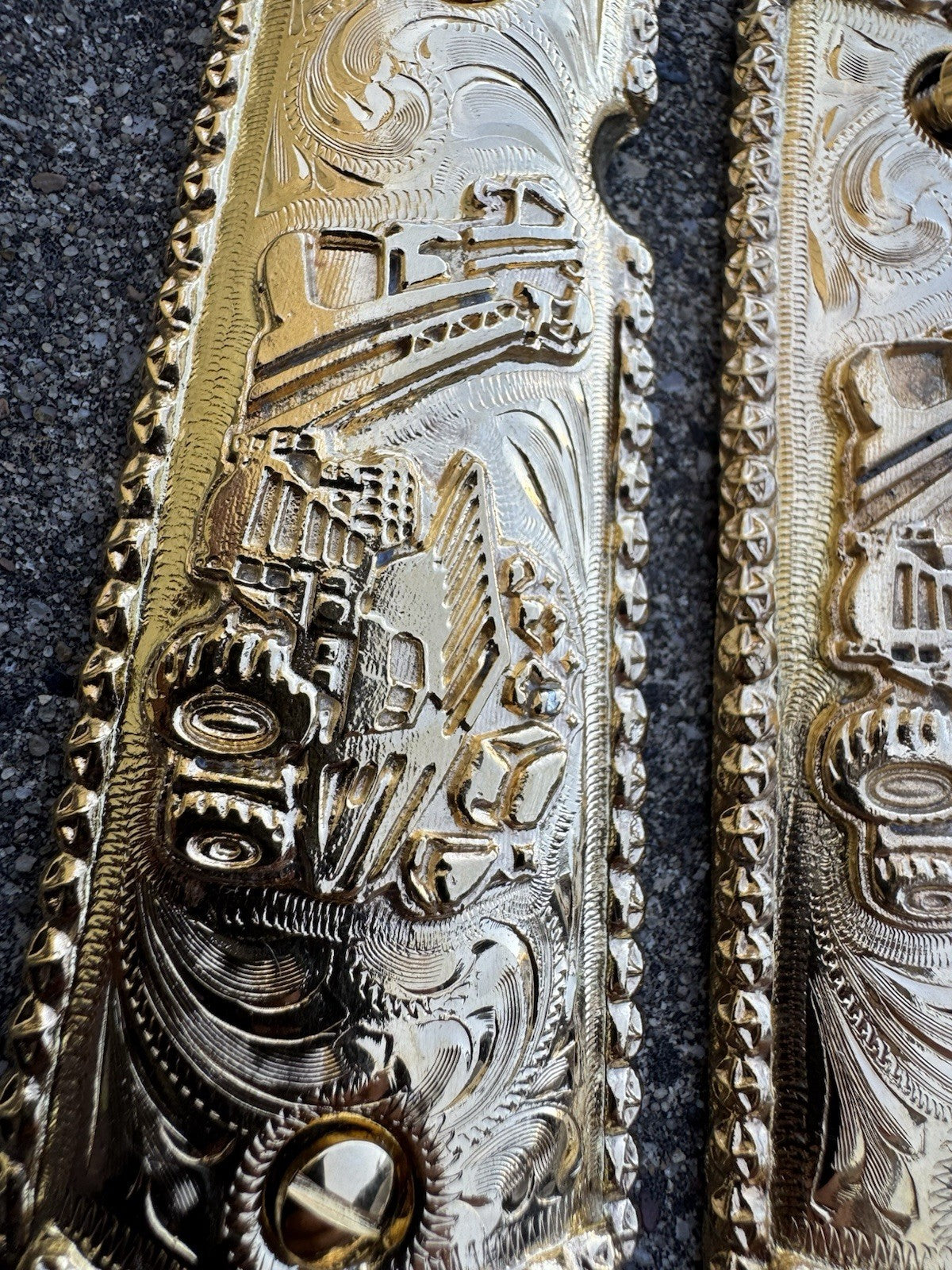 1911 45 38 Super Full Size Gold Gun Pistol Grip Cachas Chapeado & 24K Screws