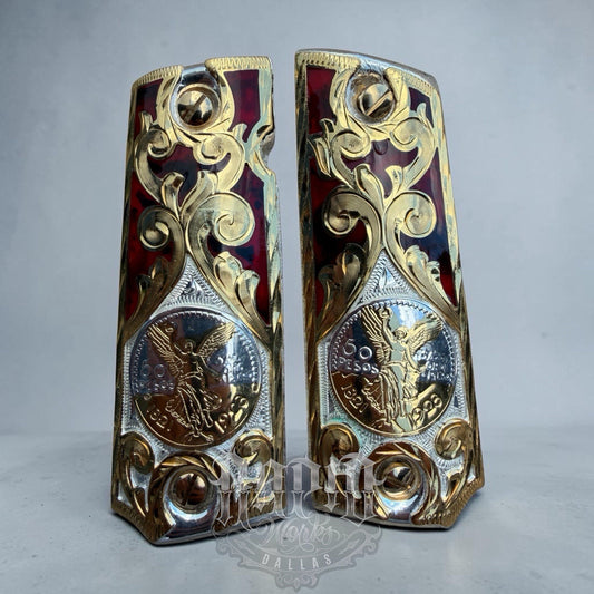 1911 45 38 Super Full Size Centenario Gold Gun Pistol Grip Cachas & 24K Screws