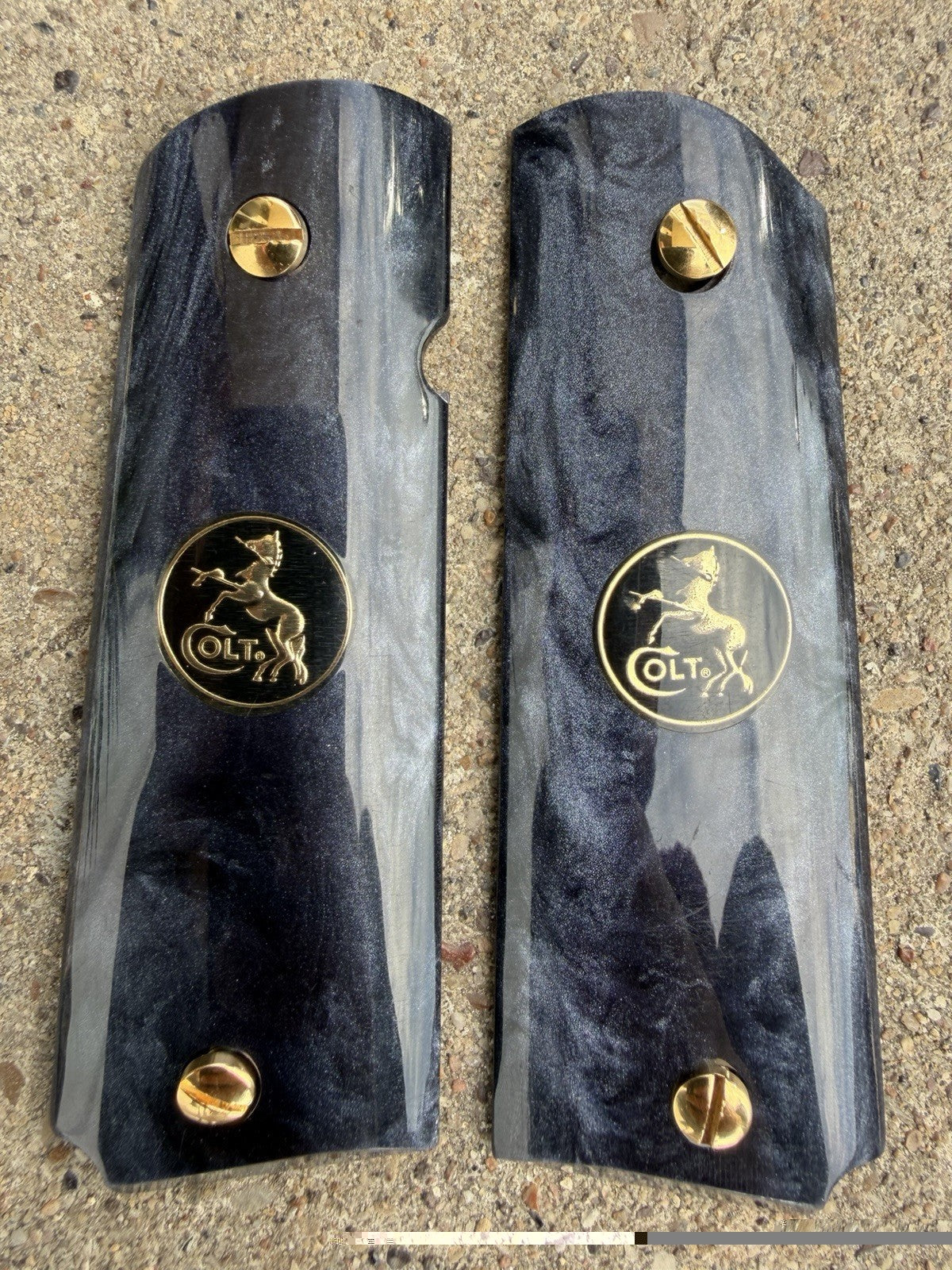 1911 45 38 Super Full Size Gold Gun Pistol Grip Cachas Chapeado & 24K Screws