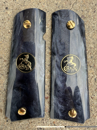 1911 45 38 Super Full Size Gold Gun Pistol Grip Cachas Chapeado & 24K Screws