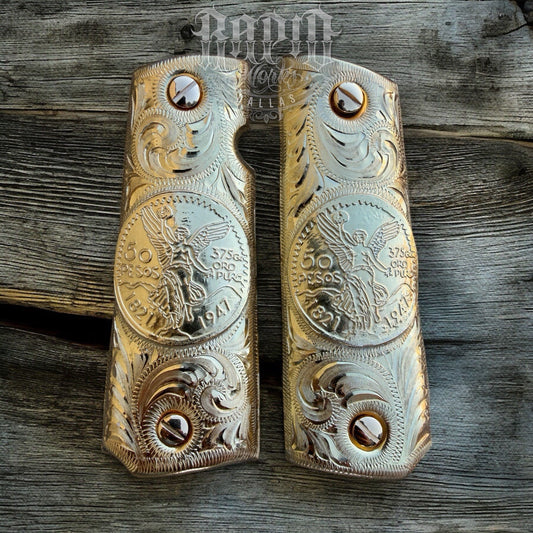 1911 45 38 Super Full Size Centenario Gold Gun Pistol Grip Cachas & 24K Screws