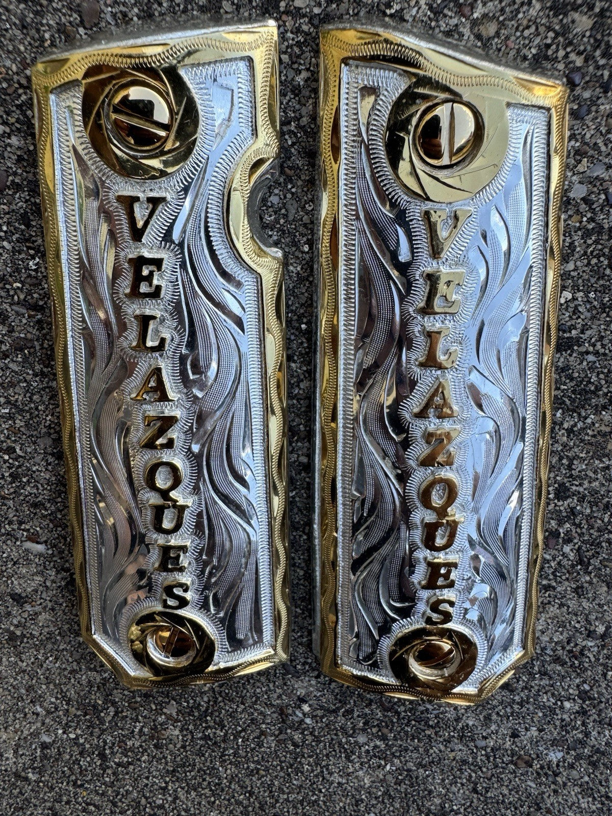 1911 45 38 Super Full Size Velazues Gold Gun Pistol Grip Cachas & 24K Screws