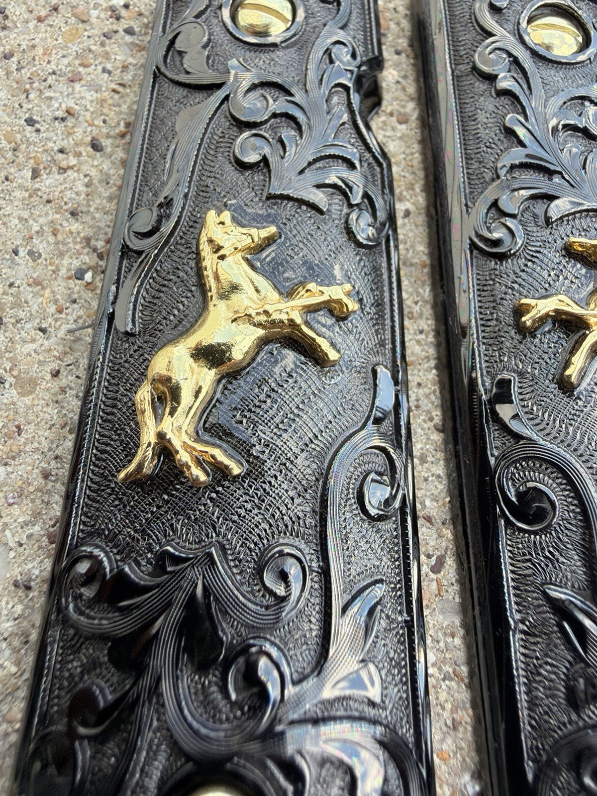 1911 45 38 Super Full Size Horse Gold Gun Pistol Grip Cachas & 24K Screws