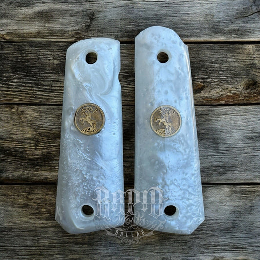 1911 45 38 Super Full Size Resin Gold Colt Coin Gun Pistol Grip Cachas