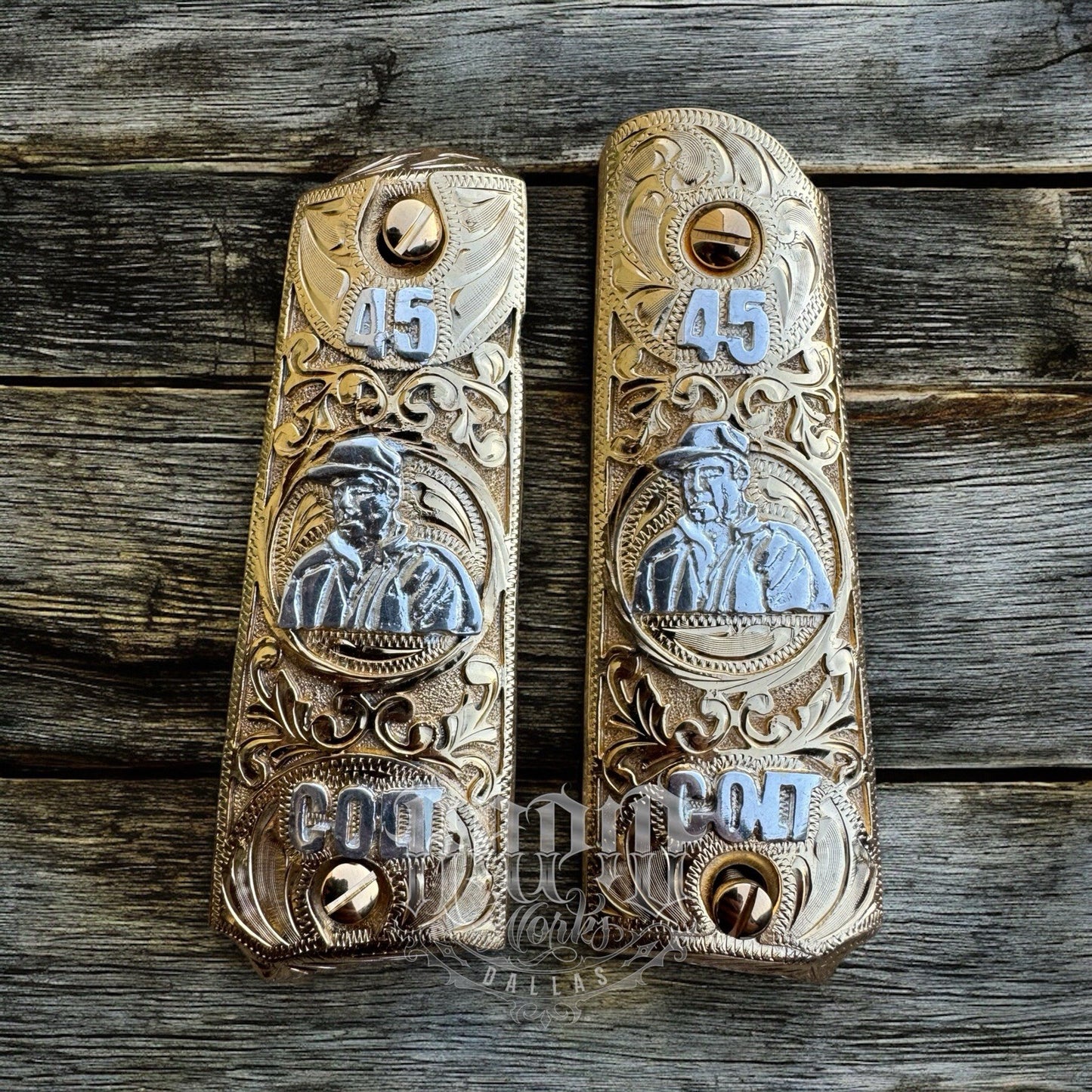 1911 45 38 Super Full Size Chapo Gold Gun Pistol Grip Cachas & 24K Screws