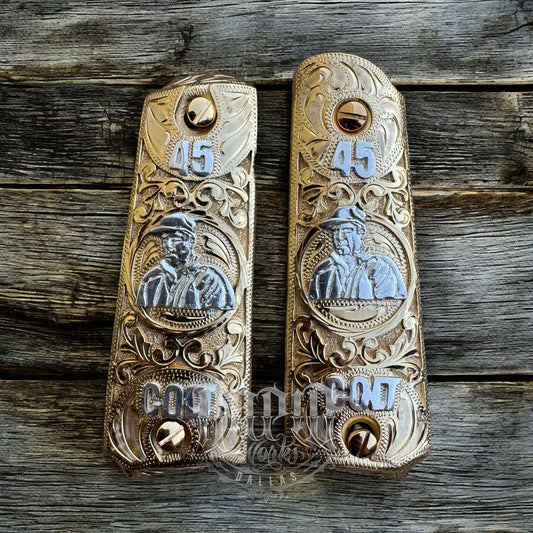 1911 45 38 Super Full Size Chapo Gold Gun Pistol Grip Cachas & 24K Screws