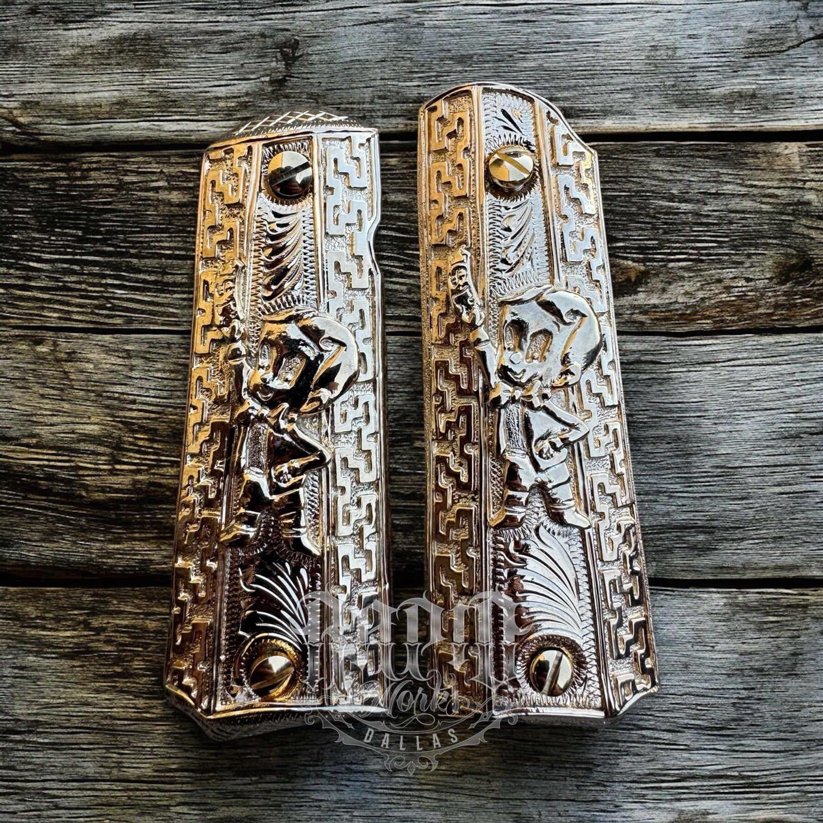 1911 45 38 Super Full Size Richie Rich Gold Gun Pistol Grip Cachas & 24K Screws
