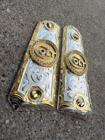 1911 45 38 Super Full Size COLT Gold Gun Pistol Grip Cachas & 24K Screws