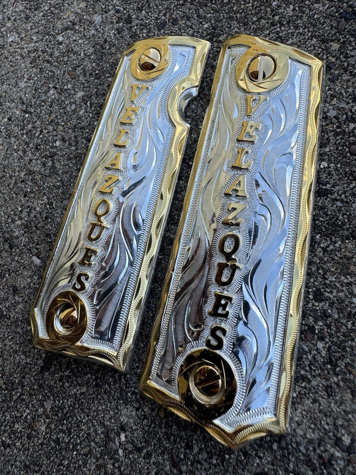 1911 45 38 Super Full Size Velazues Gold Gun Pistol Grip Cachas & 24K Screws