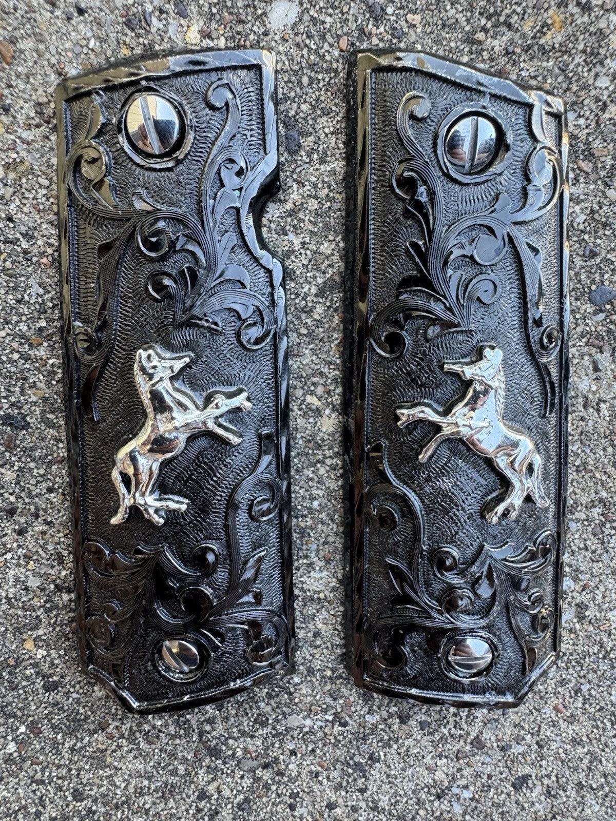 1911 45 38 Super Full Size Colt Horse Gun Pistol Grip Cachas & Polished Screws