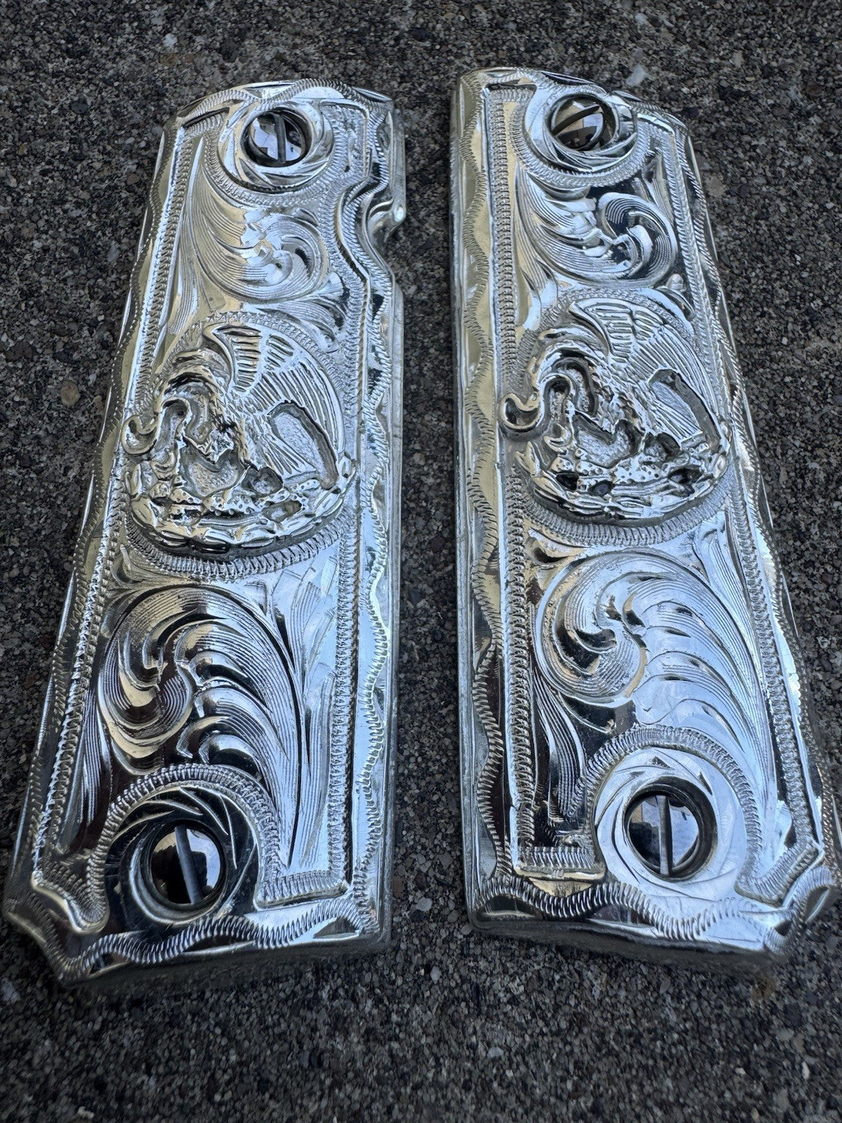 1911 45 38 Super Full Size Aguila Gun Pistol Grip Cachas & Polished Screws