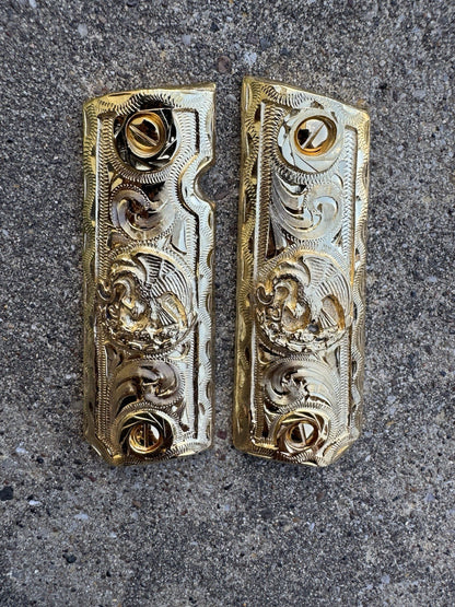 1911 45 38 Super Full Size Aguila Gold Gun Pistol Grips Cachas & 24K Screws