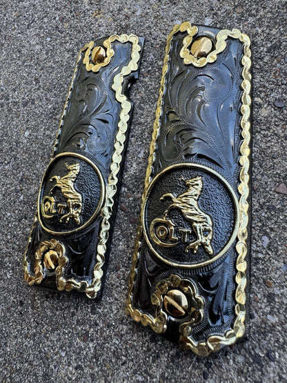 1911 45 38 Super Full Size Colt Horse Gold Gun Pistol Grip Cachas & 24K Screws
