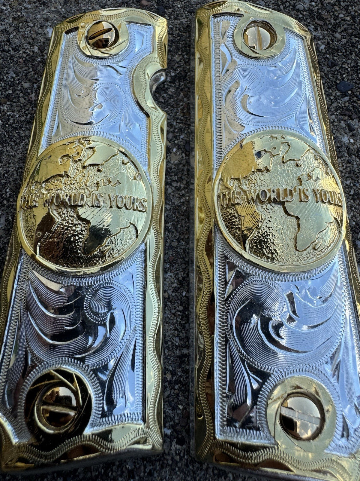 1911 45 38 Super Full Size Gold Gun Pistol Grip Cachas & 24K Screws