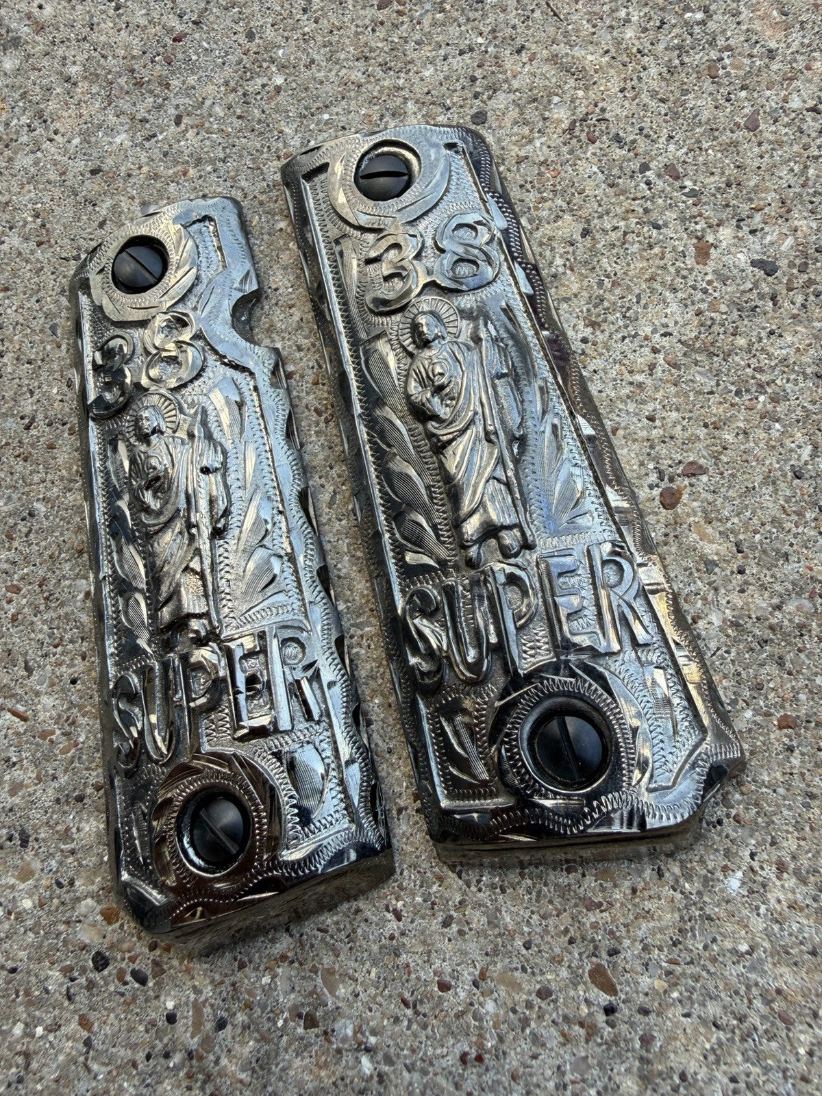 1911 45 38 Super Full Size San Judas Gun Pistol Grip Cachas & Screws