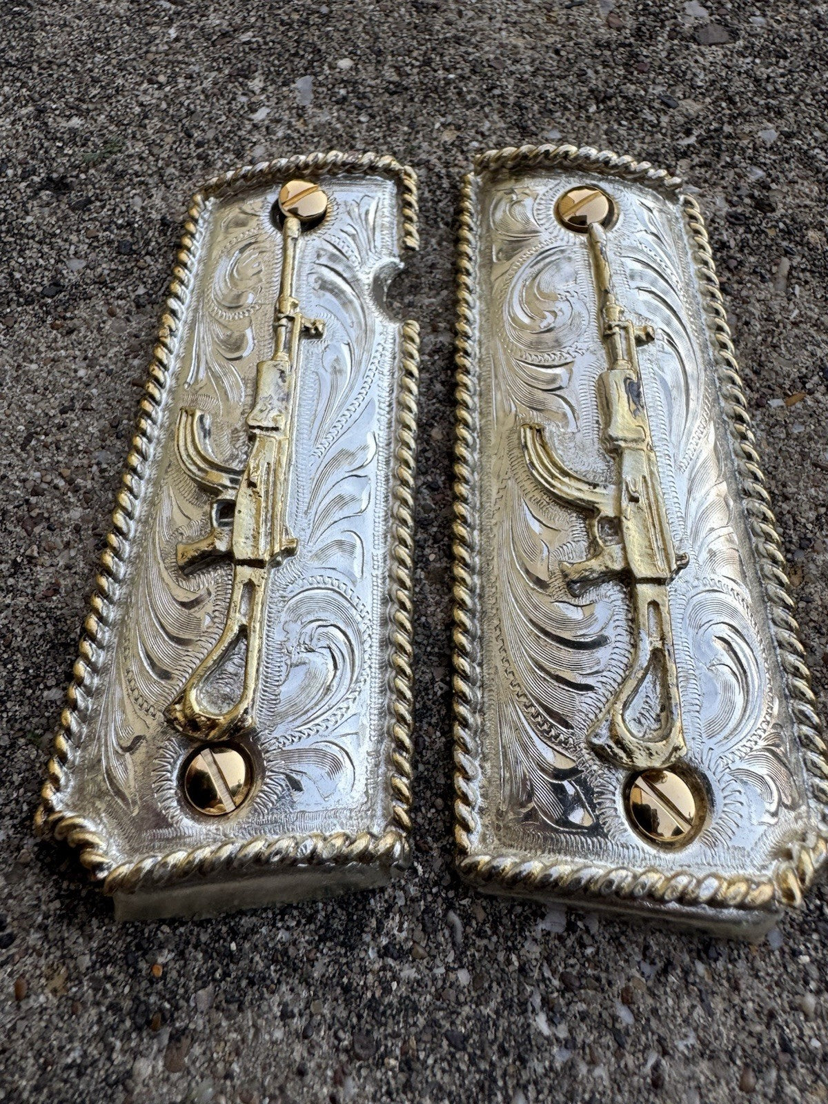 1911 45 38 Super Full Size Gold Gun Pistol Grip Cachas Chapeado & 24K Screws