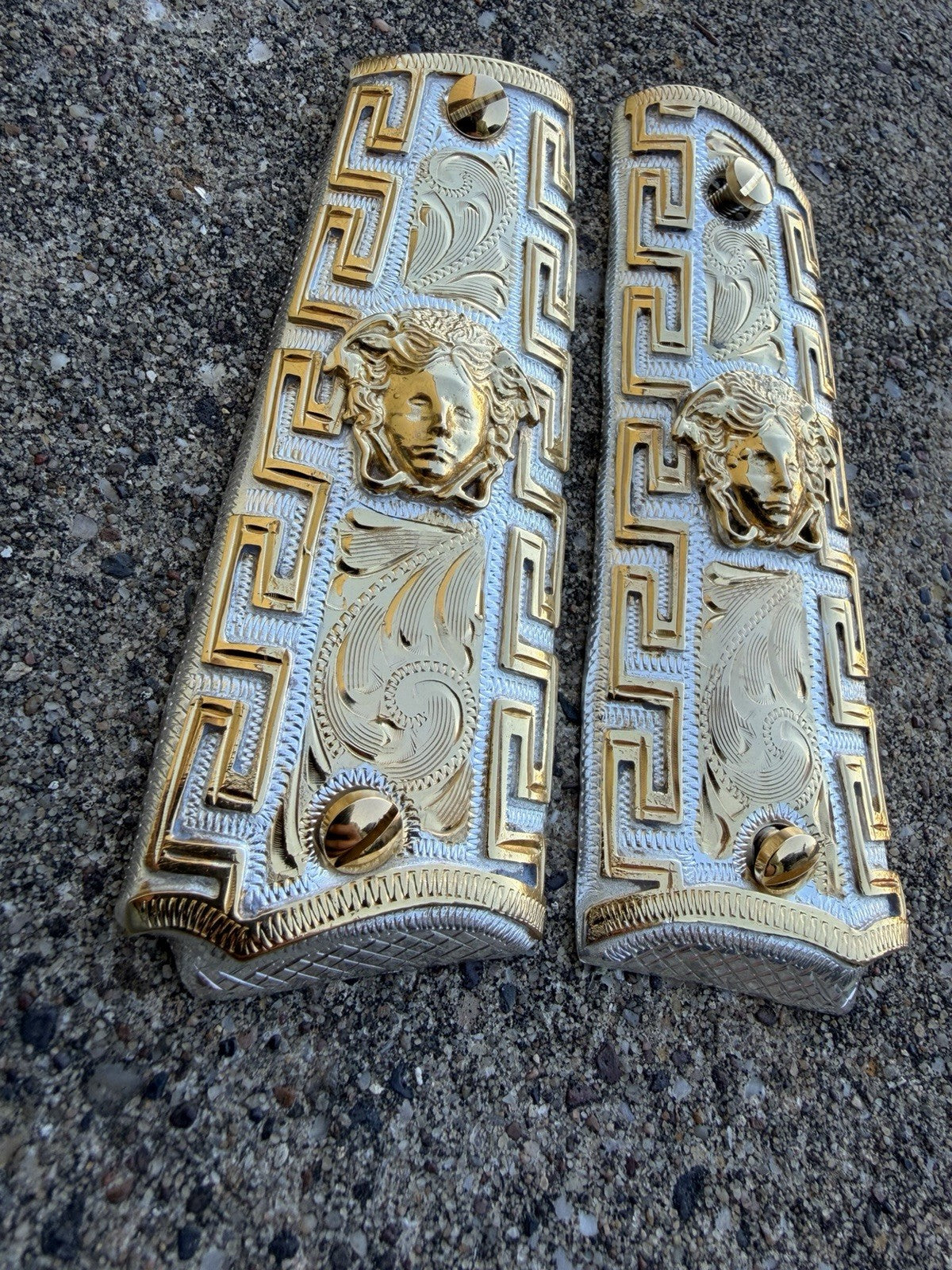 1911 45 38 Super Full Size Vercase Gold Gun Pistol Grip Cachas & 24K Screws