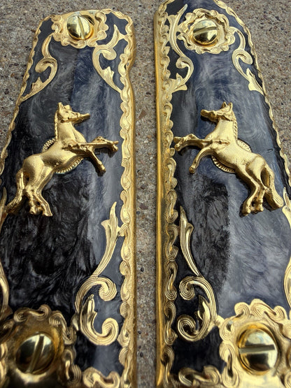 1911 45 38 Super Full Size Horse Gold Gun Pistol Grip Cachas & 24K Screws