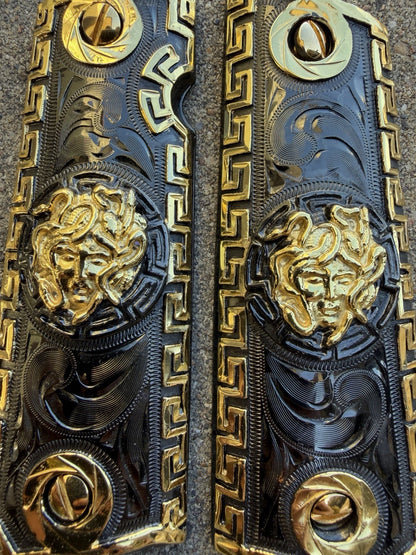 1911 45 38 Super Full Size Versace Gold Gun Pistol Grip Cachas & 24K Screws