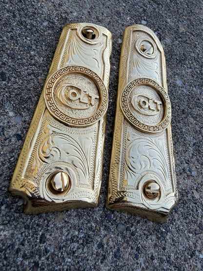 1911 45 38 Super Full Size COLT Gold Gun Pistol Grip Cachas & 24K Screws