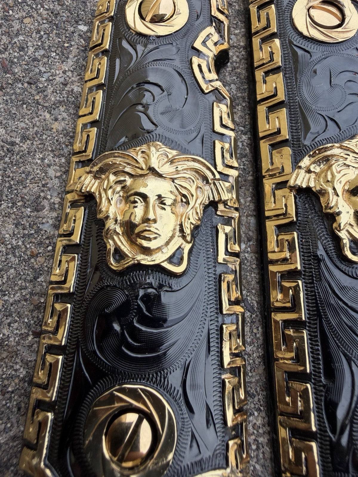 1911 45 38 Super Full Size Versace Gold Gun Pistol Grip Cachas & 24K Screws