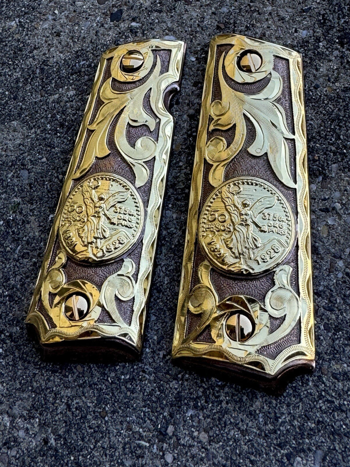 1911 45 38 Super Full Size Centenario Rose Gold Gun Grip Cachas & 24K Screws