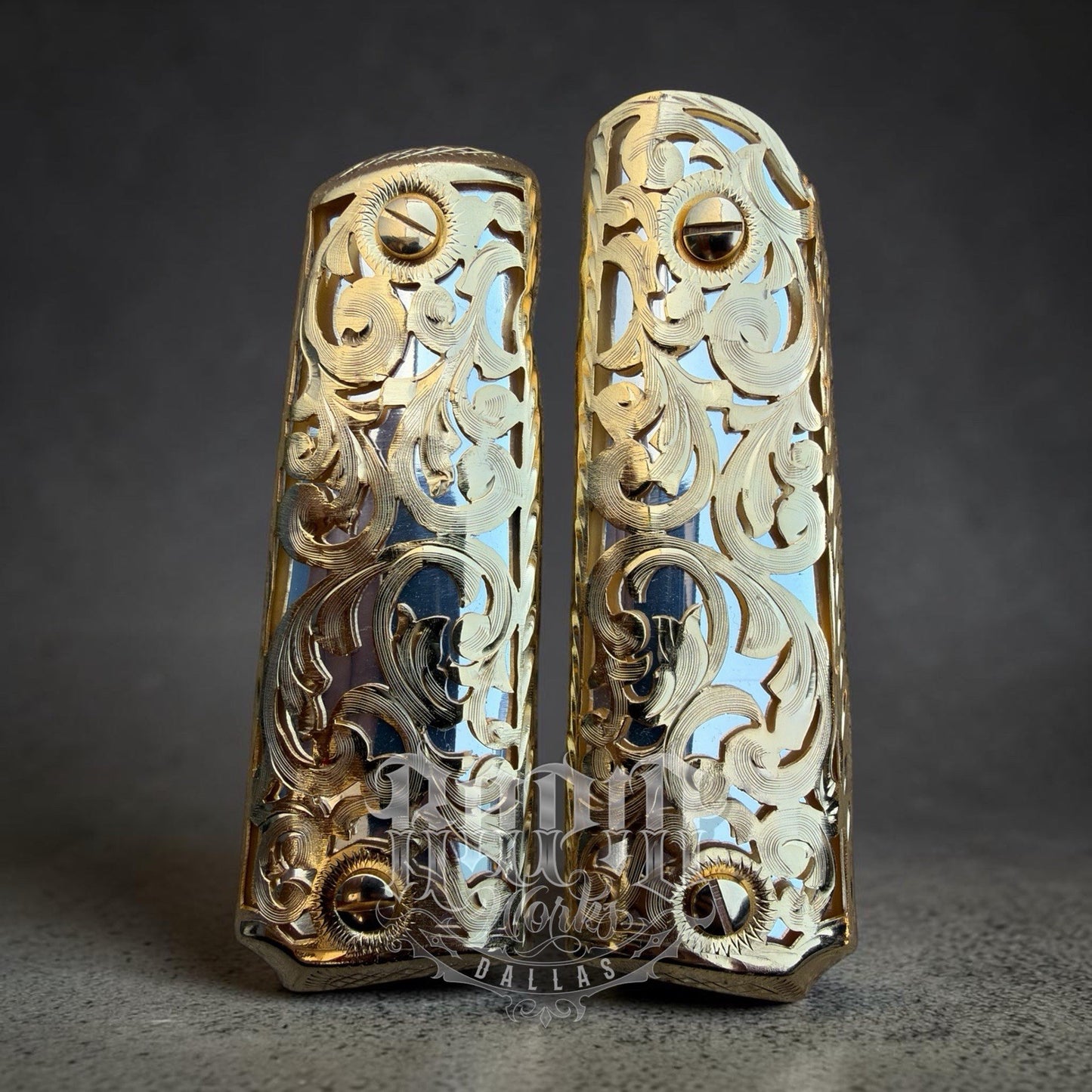 1911 45 38 Super Full Size Gold Gun Pistol Grip Cachas Chapeado & 24K Screws