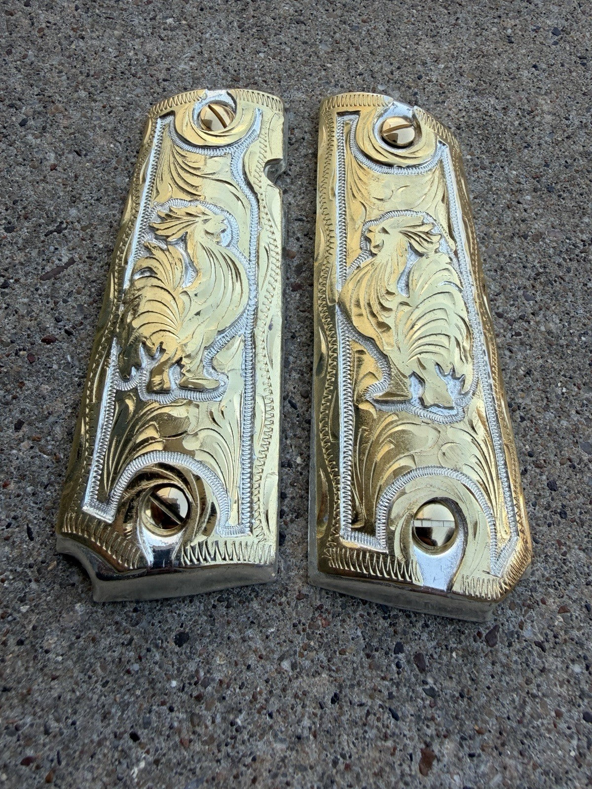 1911 45 38 Super Full Size Gallo Gold Gun Pistol Grip Cachas & 24K Screws