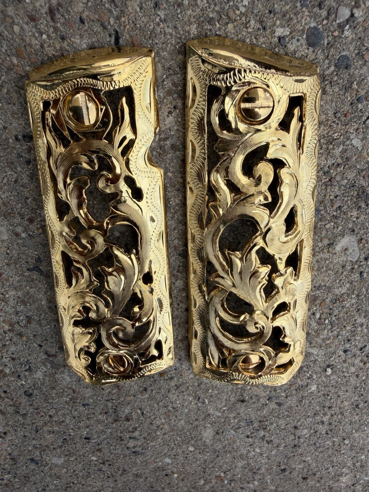 1911 45 38 Super Full Size Gold Gun Pistol Grip Cachas Chapeado & 24K Screws