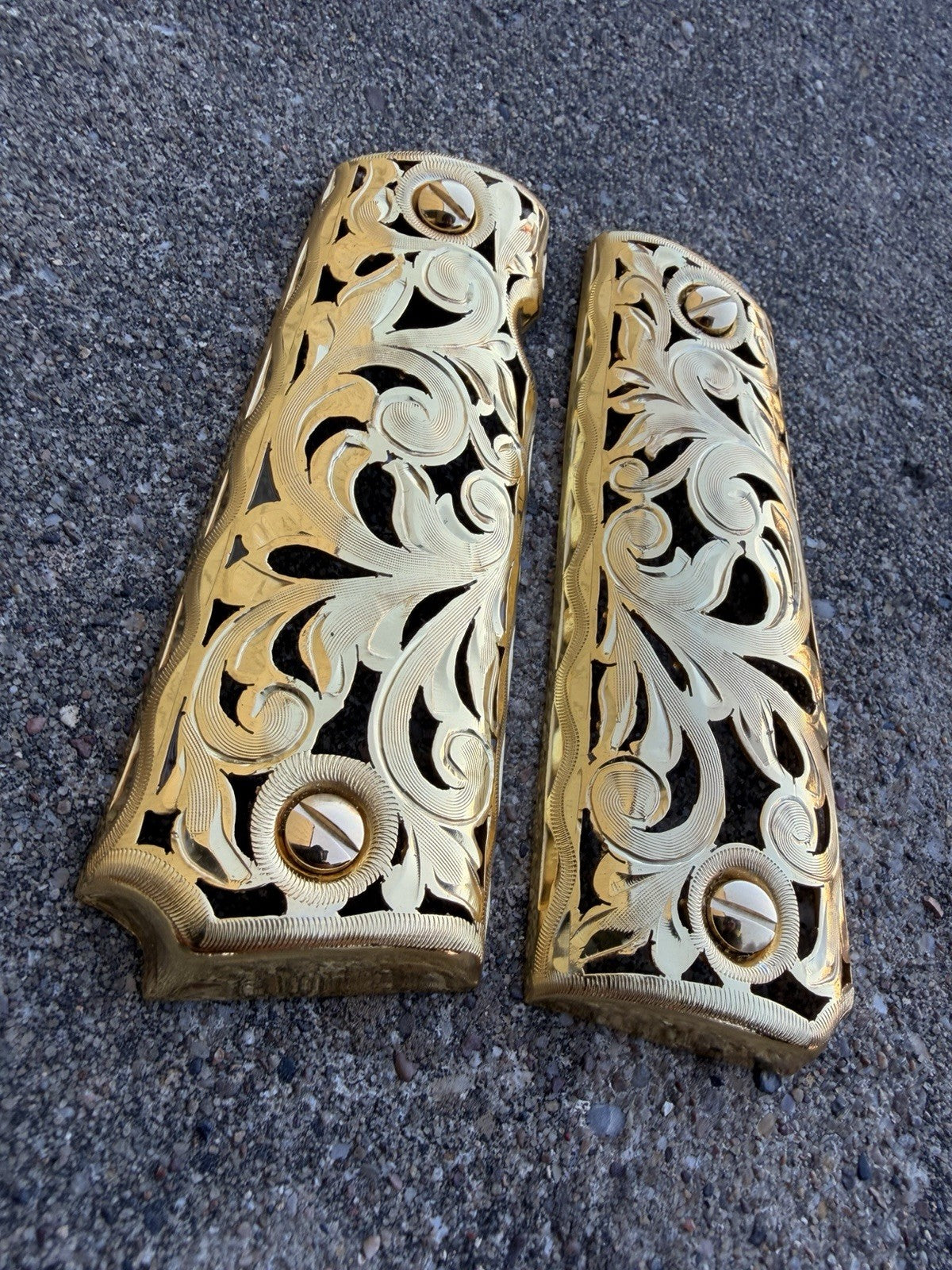 1911 45 38 Super Full Size Gold Gun Pistol Grip Cachas Chapeado & 24K Screws