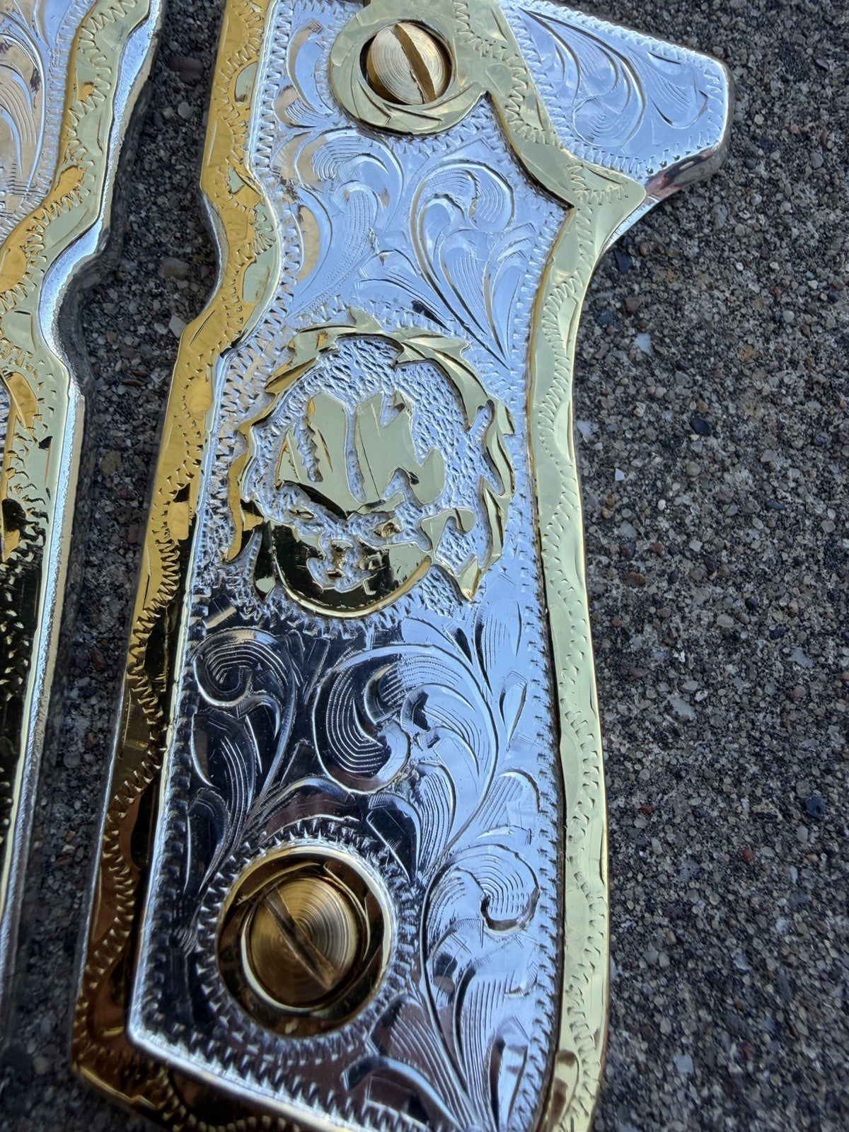 Beretta 92FS Cachas Chucky Gold Plated Pistol Custom Grips & Gold Screws