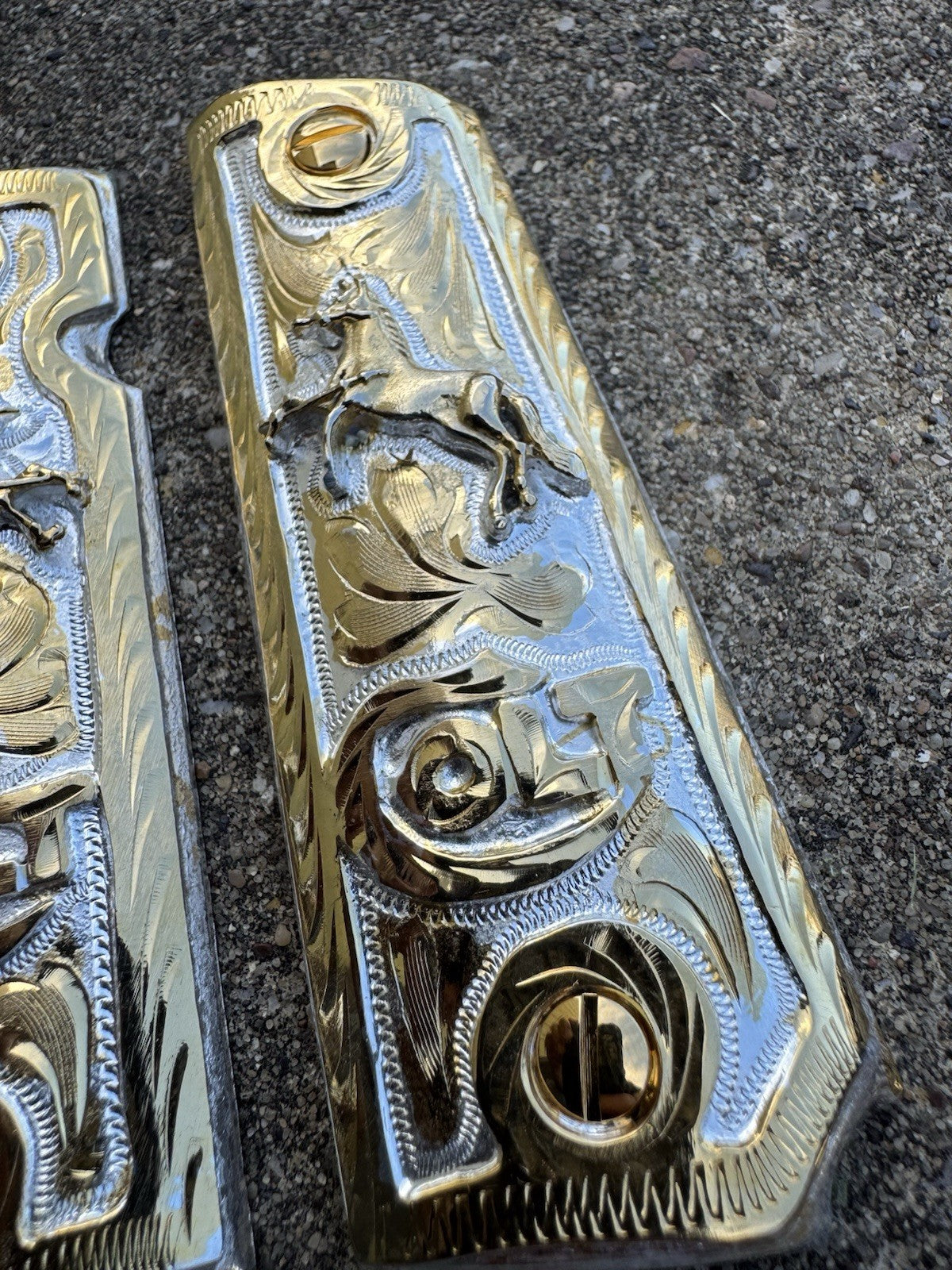 1911 45 38 Super Full Size Colt Horse Gold Gun Pistol Grip Cachas & 24K Screws