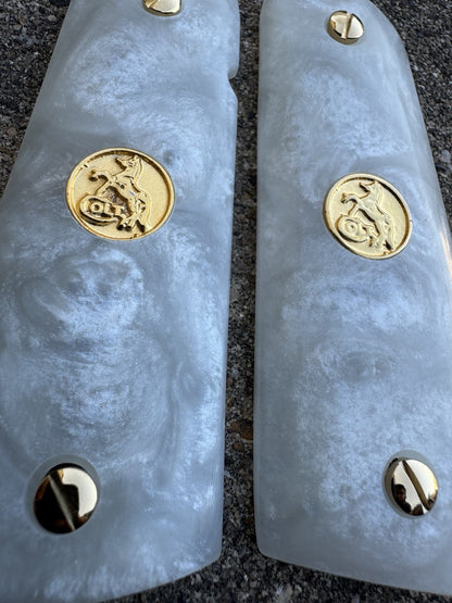 1911 45 38 Super Full Size Resin Gold Colt Coin Gun Pistol Grip Cachas