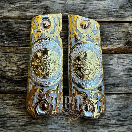 1911 45 38 Super Centenario Full Size Gold Gun Pistol Grip Cachas & 24K Screws