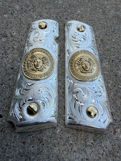 1911 45 38 Super Full Size Versace Gold Gun Pistol Grip Cachas & 24K Screws