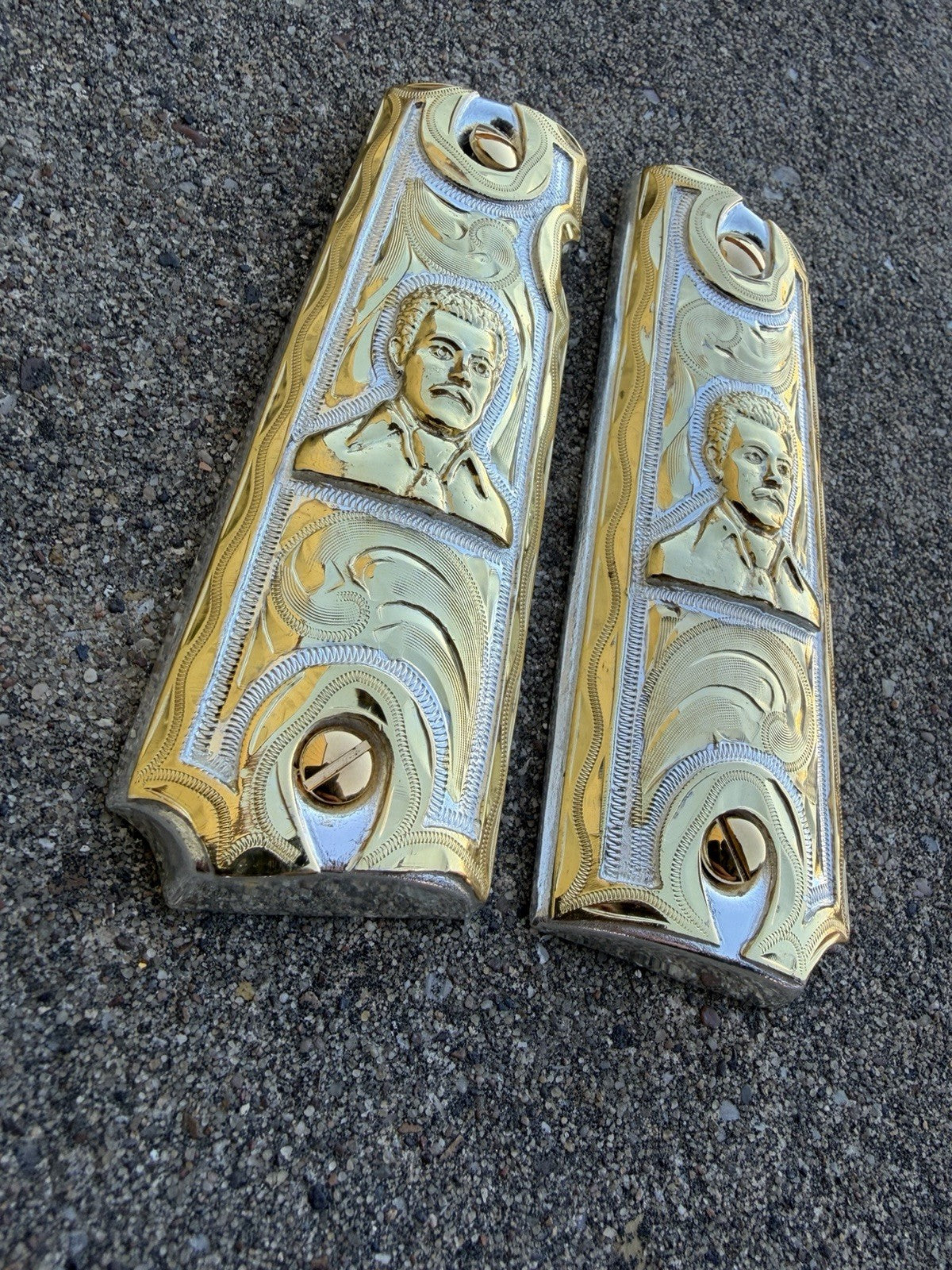 1911 45 38 Super Full Size Gold Gun Pistol Grip Cachas Chapeado & 24K Screws