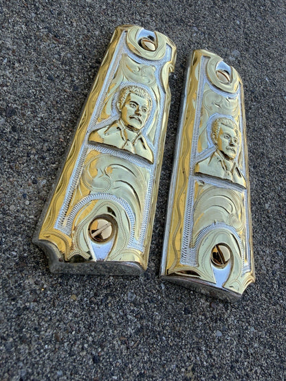 1911 45 38 Super Full Size Gold Gun Pistol Grip Cachas Chapeado & 24K Screws