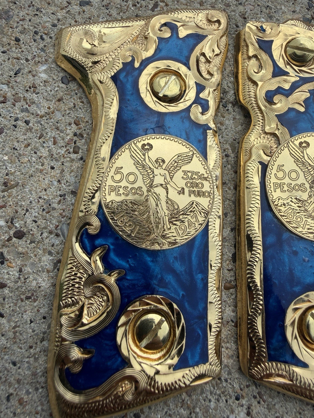 Beretta 92FS Cachas Centenario Gold Plated Pistol Custom Grips & Gold Screws