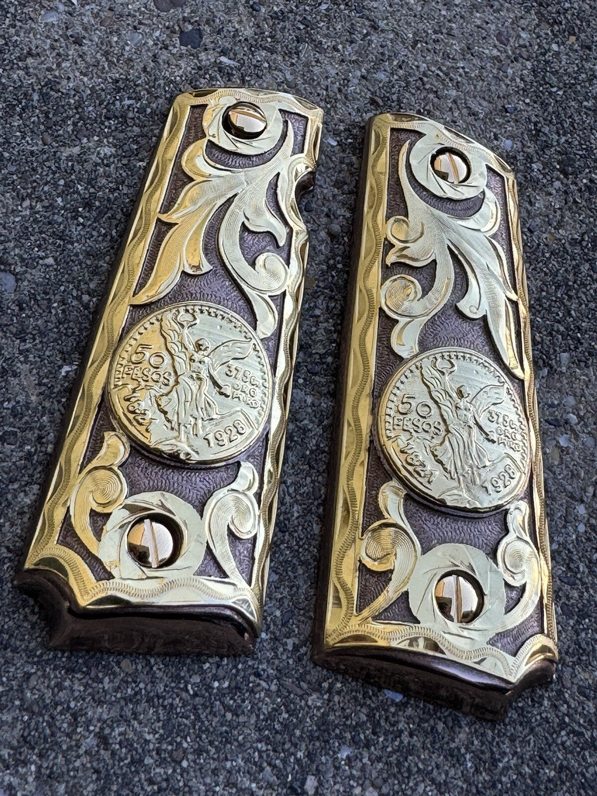 1911 45 38 Super Full Size Centenario Rose Gold Gun Grip Cachas & 24K Screws
