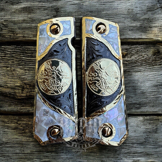 1911 45 38 Super Full Size Centenario Gold Gun Pistol Grip Cachas & 24K Screws