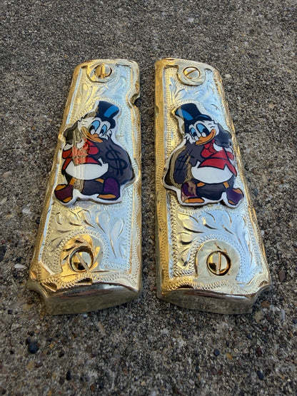 1911 45 38 Super Full Size Mcscrooge Gold Gun Pistol Grip Cachas & 24K Screws
