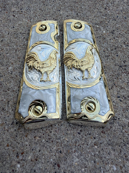1911 45 38 Super Full Size Gallo Gold Gun Pistol Grip Cachas & 24K Screws