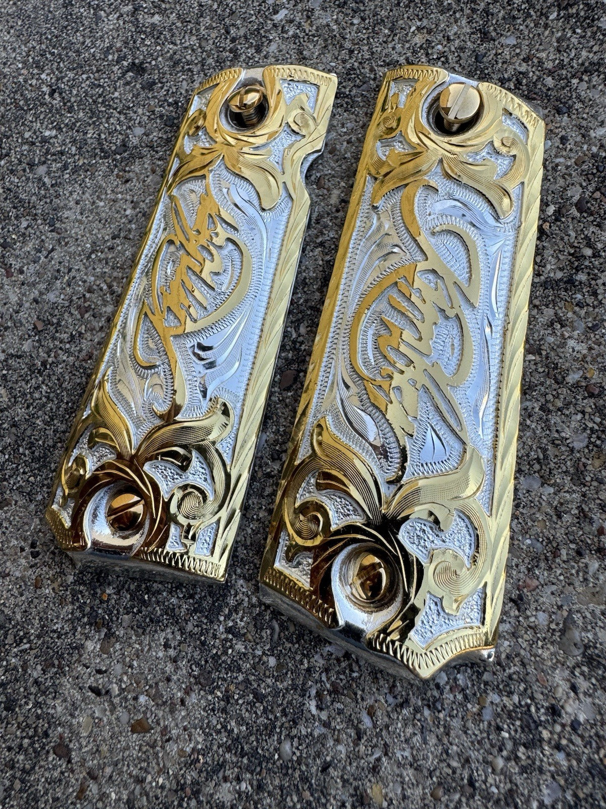 1911 45 38 Super Full Size KIMBER Gold Gun Pistol Grip Cachas & 24K Screws