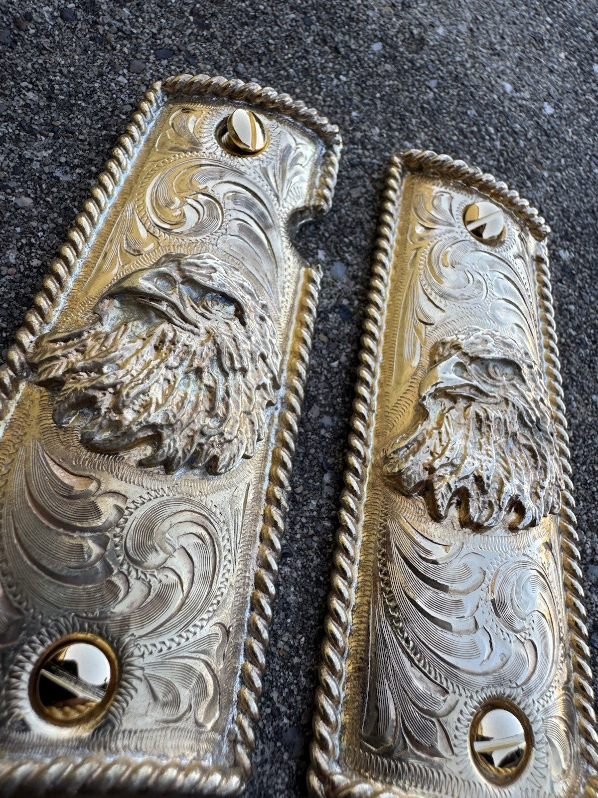 1911 45 38 Super Full Size Gold Gun Pistol Grip Cachas Chapeado & 24K Screws