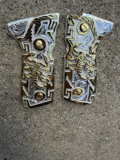 Beretta 92FS Cachas Scorpion Gold Plated Pistol Custom Grips & Gold Screws