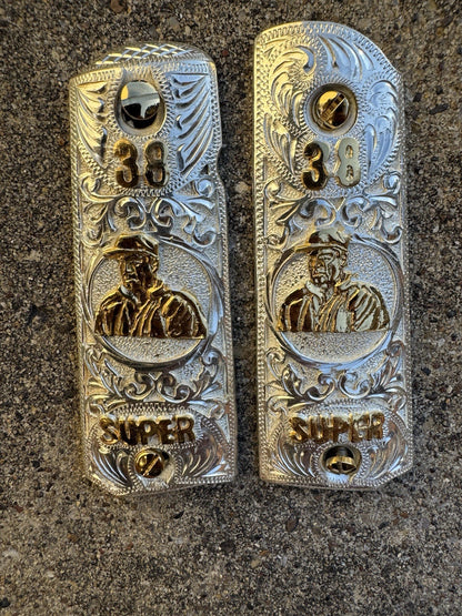 1911 45 38 Super Full Size Chapo Gold Gun Pistol Grip Cachas & 24K Screws